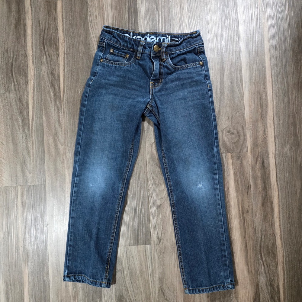 Akademiks Boys Size 10 Straight Leg Blue Jeans Medium Wash Embroidered Denim